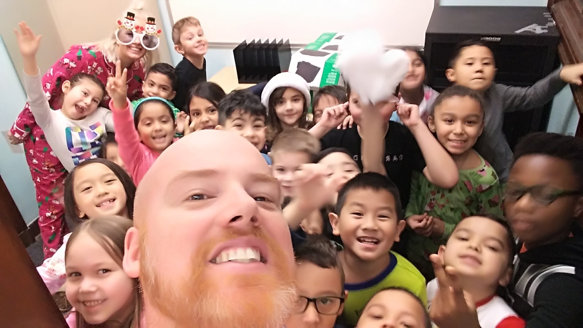 Juan Cardona connecting with elementary students